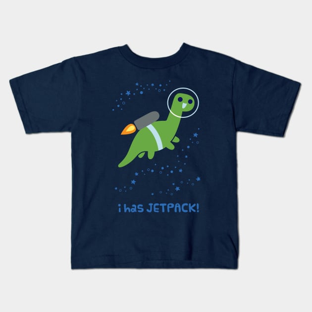 I Has Jetpack Space Dinosaur Kids T-Shirt by KristyKate